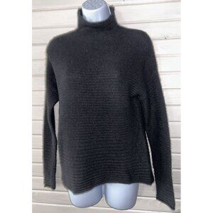 360 Cashmere Audra Sz SMALL Black Textured Texture Funnel Neck Sweater EUC